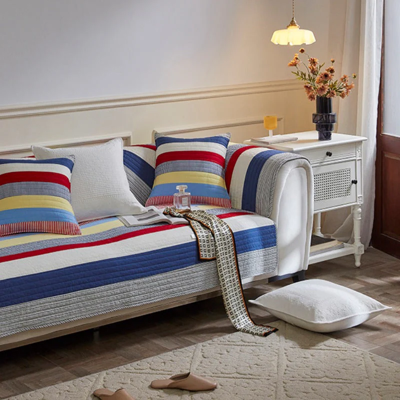 Colourful Striped Quilted Sofa Chic Protector Comfort Couch Cover - Image 6