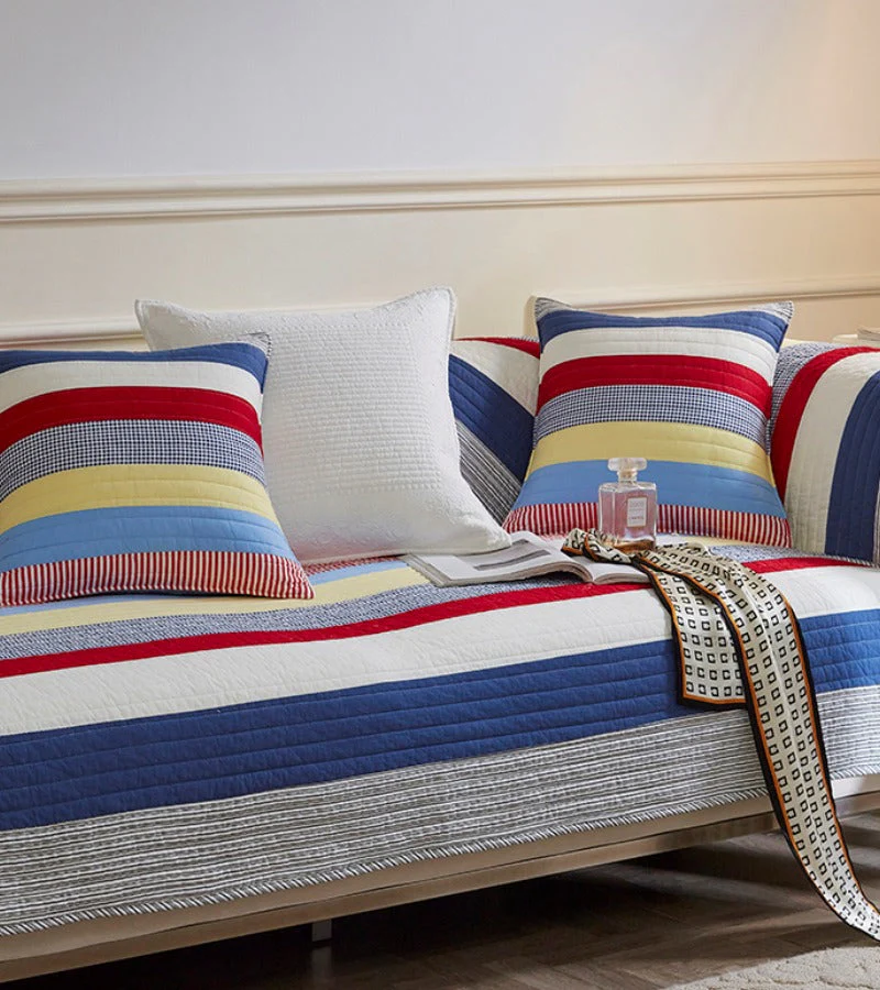 Colourful Striped Quilted Sofa Chic Protector Comfort Couch Cover - Image 7