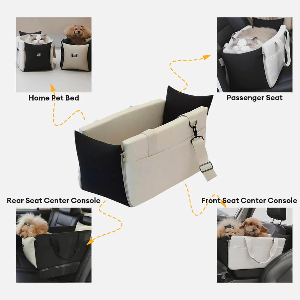 Colour-block Soft Waterproof Portable Car Console Pet Travel Carrier - Image 5