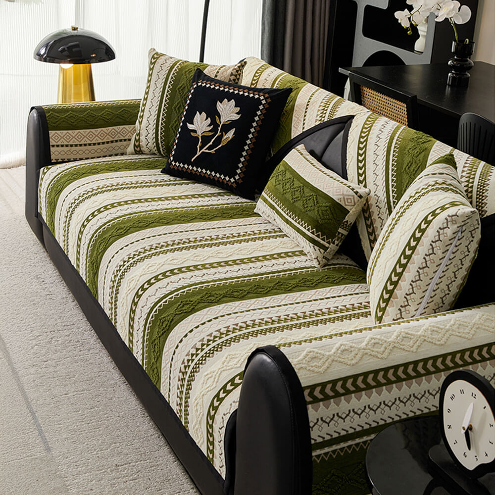 Colour-block Woven Suede Soft Skin-Friendly Anti-Skid Couch Cover - Image 5
