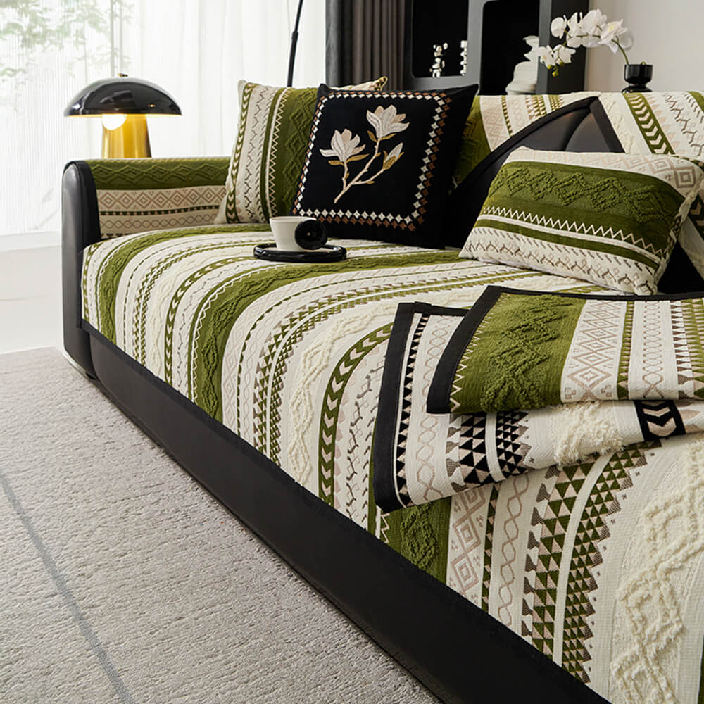 Colour-block Woven Suede Soft Skin-Friendly Anti-Skid Couch Cover - Image 6