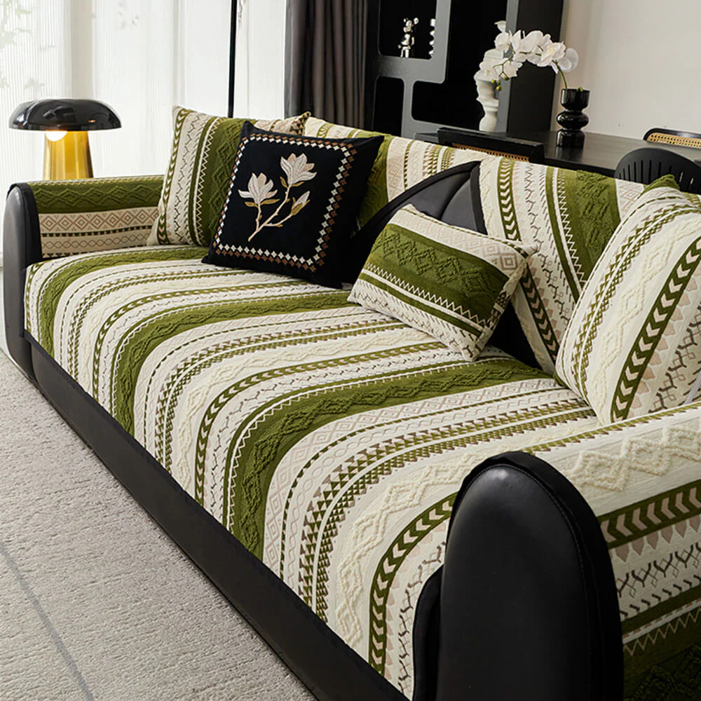 Colour-block Woven Suede Soft Skin-Friendly Anti-Skid Couch Cover - Image 7