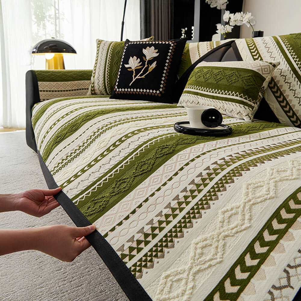 Colour-block Woven Suede Soft Skin-Friendly Anti-Skid Couch Cover - Image 9