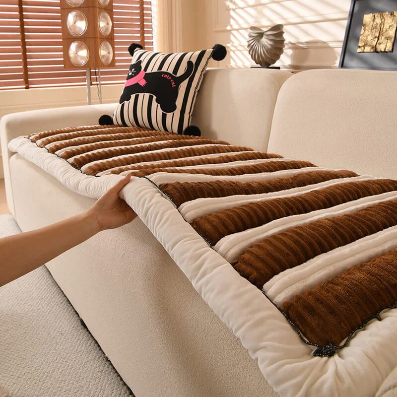 Comfort Plush Thickened Striped Non-Slip Couch Cover - Image 6