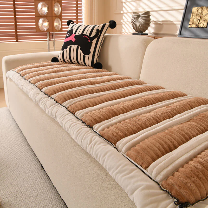 Comfort Plush Thickened Striped Non-Slip Couch Cover - Image 8