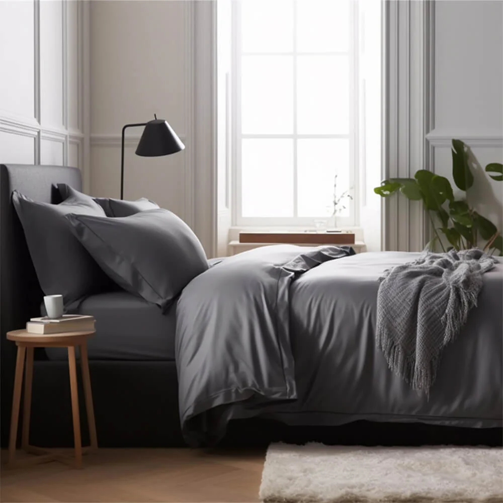 Comfortable Luxury Sateen 100% Bamboo Duvet Cover Bed Sheet Set - Image 11