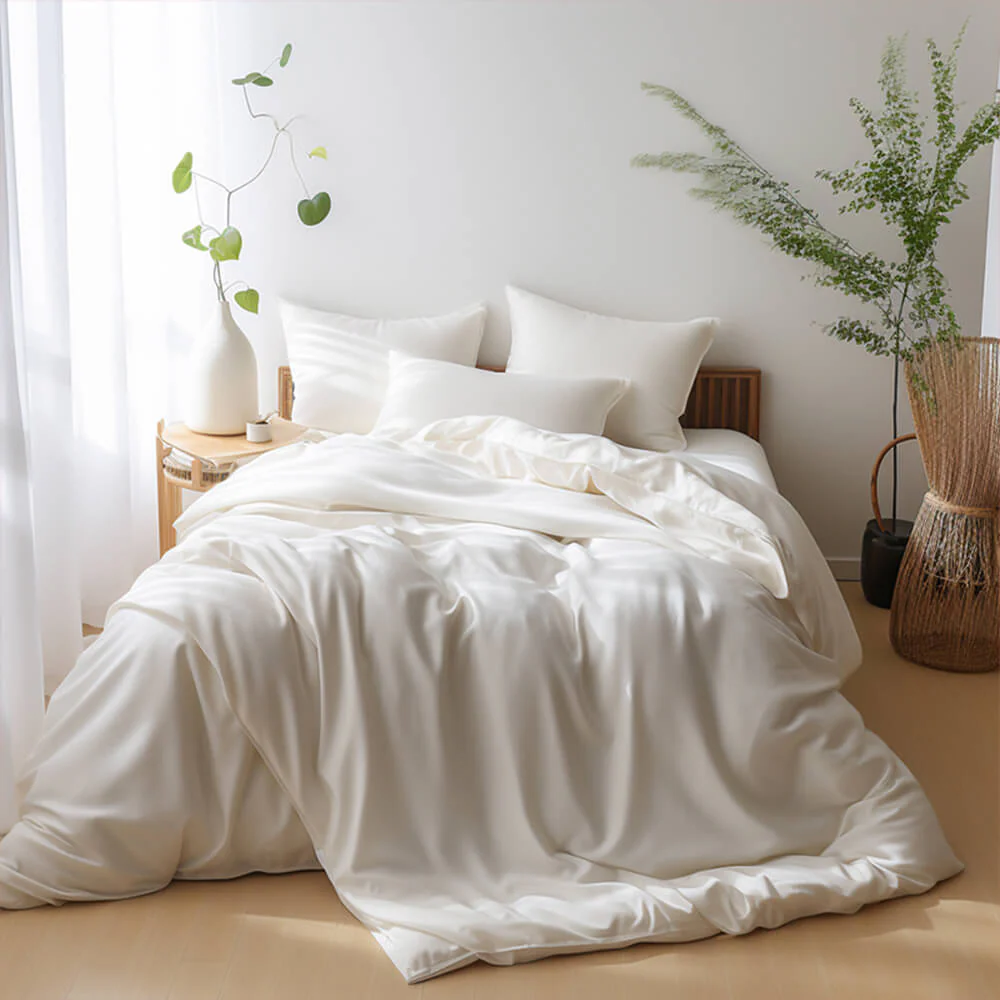 Comfortable Luxury Sateen 100% Bamboo Duvet Cover Bed Sheet Set - Image 5