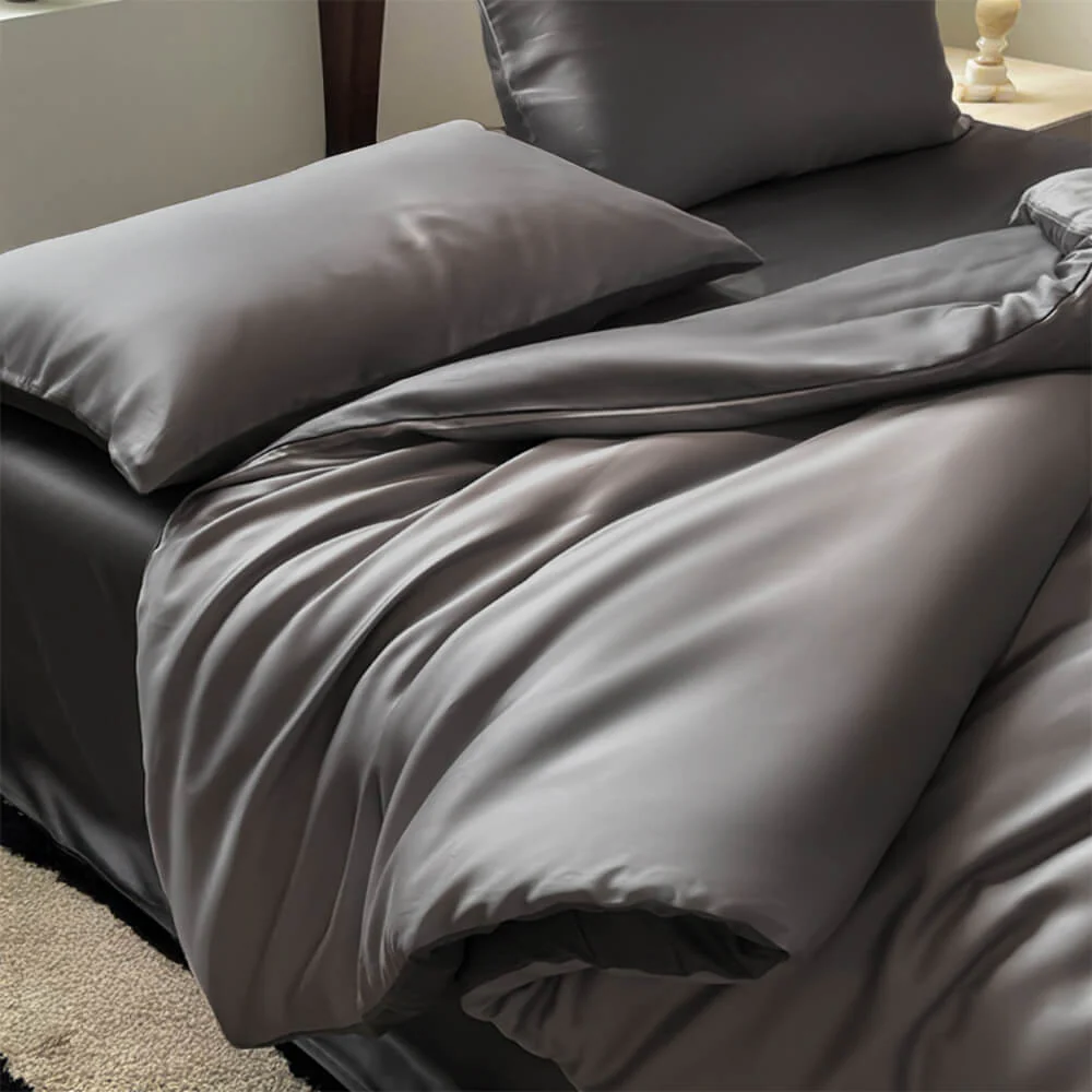 Comfortable Luxury Sateen 100% Bamboo Duvet Cover Bed Sheet Set - Image 8