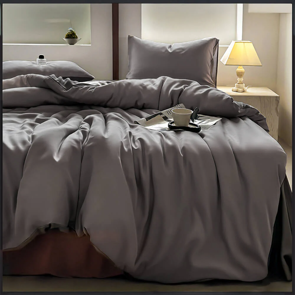 Comfortable Luxury Sateen 100% Bamboo Duvet Cover Bed Sheet Set - Image 9
