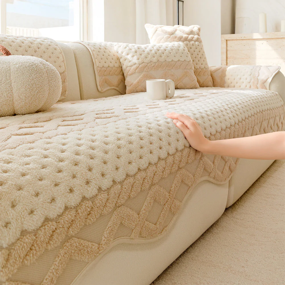Cookie Comfortable Plush Skin-Friendly Non-Slip Couch Cover - Image 11