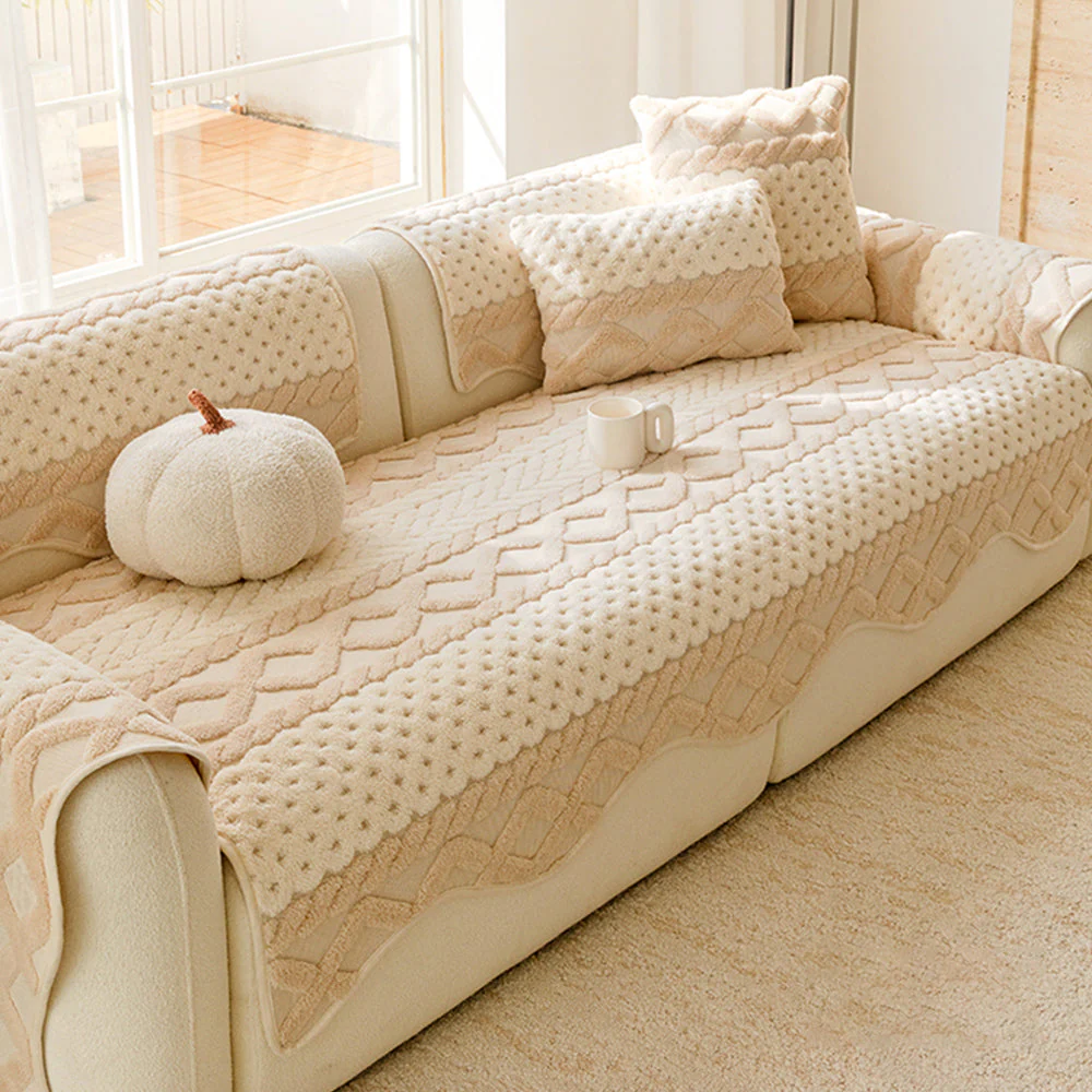 Cookie Comfortable Plush Skin-Friendly Non-Slip Couch Cover - Image 13