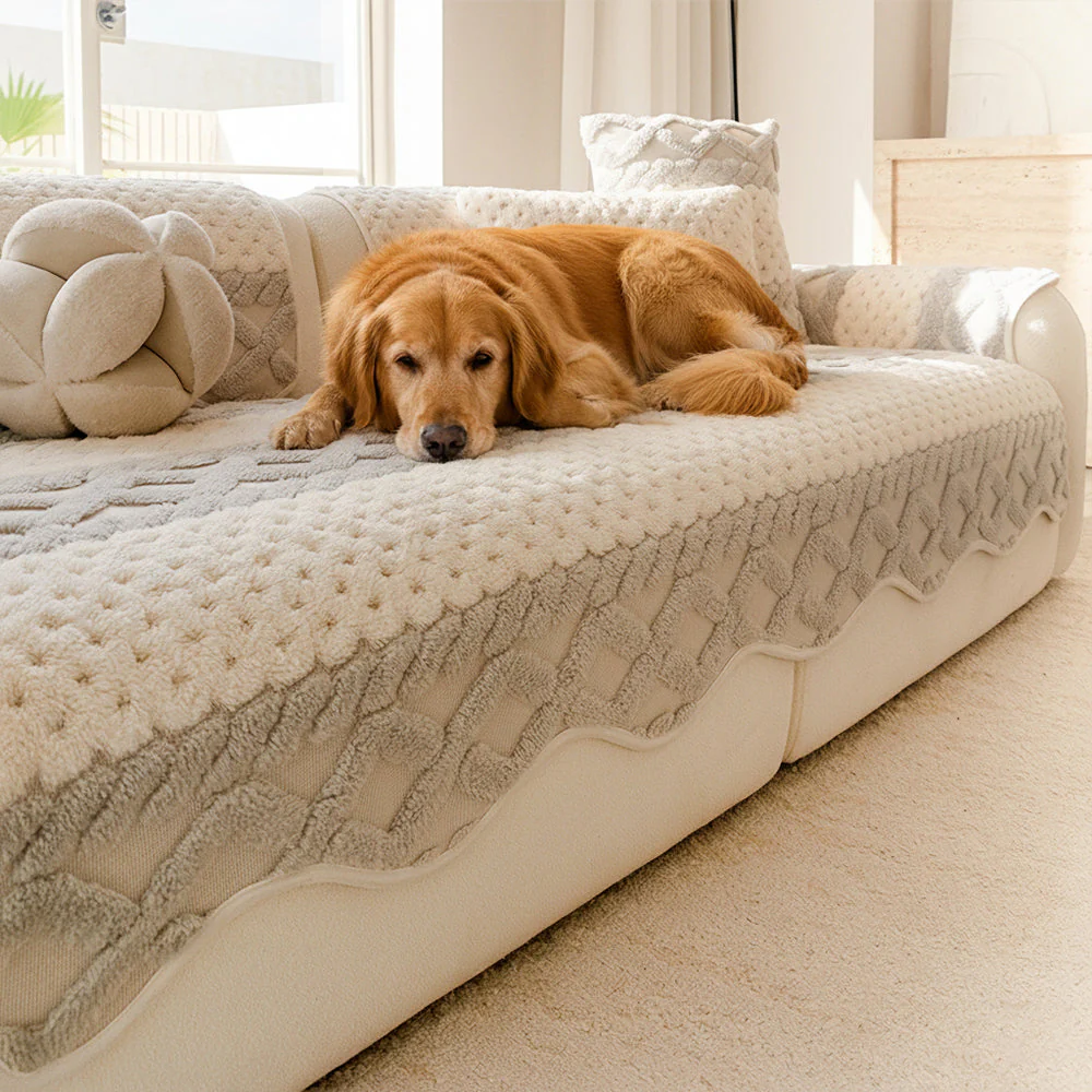 Cookie Comfortable Plush Skin-Friendly Non-Slip Couch Cover - Image 2