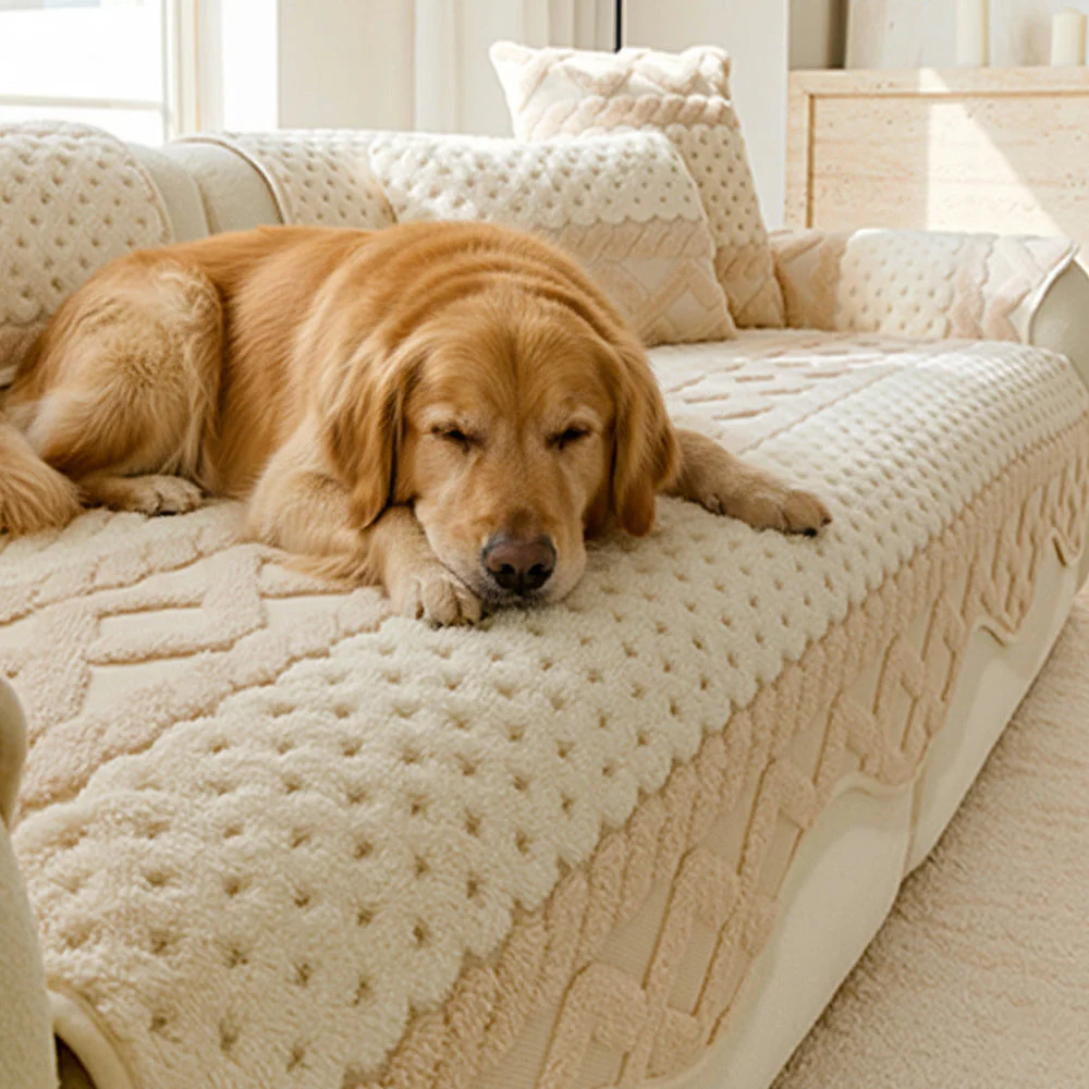 Cookie Comfortable Plush Skin-Friendly Non-Slip Couch Cover - Image 3