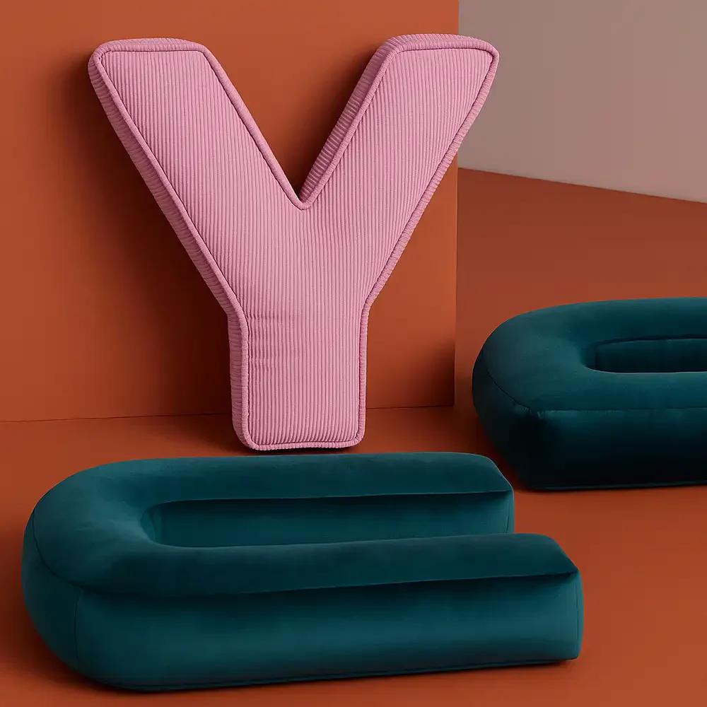 Corduroy Soft Hugging Letter Sofa Pillow - Image 4