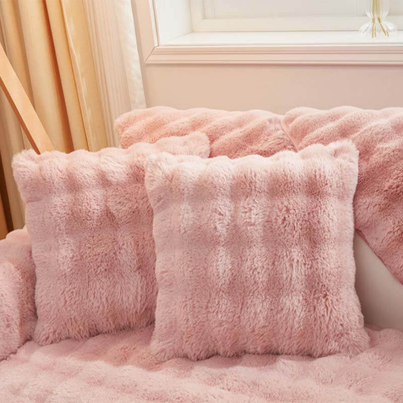 Cosy Plush Solid Colour Non-slip Couch Cover - Image 18