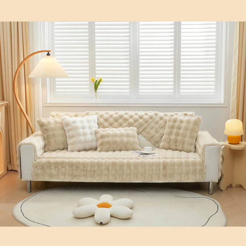 Cosy Plush Solid Colour Non-slip Couch Cover - Image 21