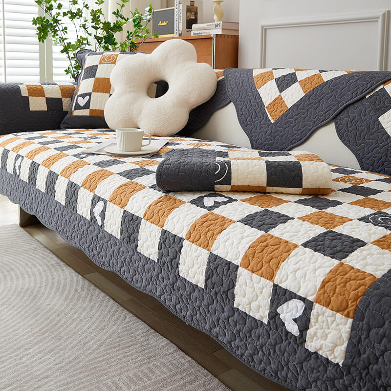 Cotton Plaid Anti-scratch Couch Cover - Image 9