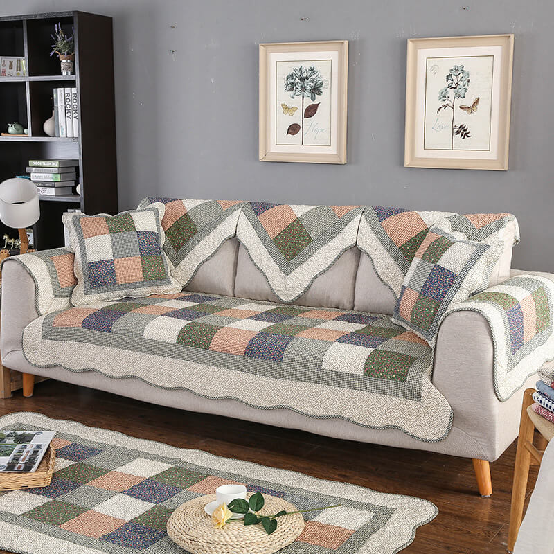 Cotton Quilted Washable Non-slip Couch Cover - Image 2