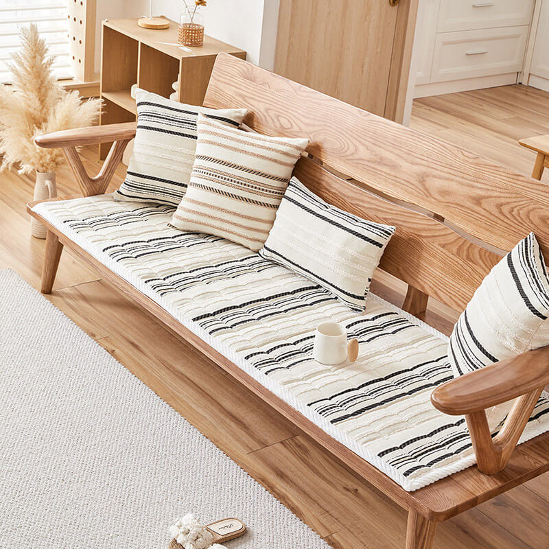 Cozy Chenille Striped Plush Sofa Protector Pet Mat Non-slip Couch Cover - Image 11