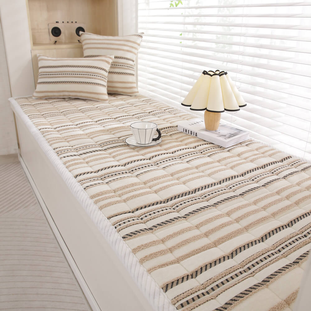Cozy Chenille Striped Plush Sofa Protector Pet Mat Non-slip Couch Cover - Image 14