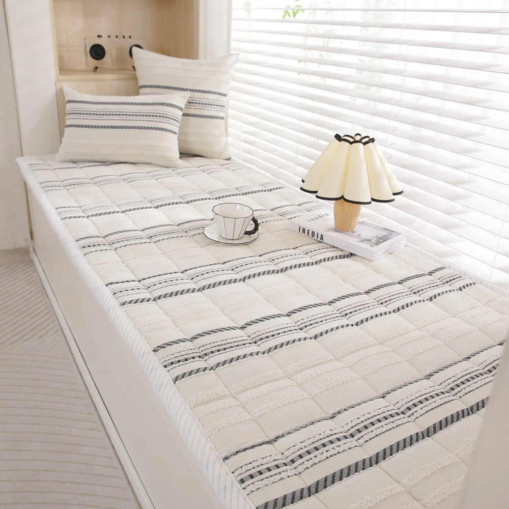 Cozy Chenille Striped Plush Sofa Protector Pet Mat Non-slip Couch Cover - Image 16