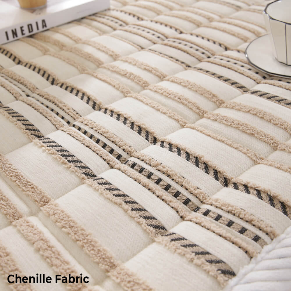Cozy Chenille Striped Plush Sofa Protector Pet Mat Non-slip Couch Cover - Image 7
