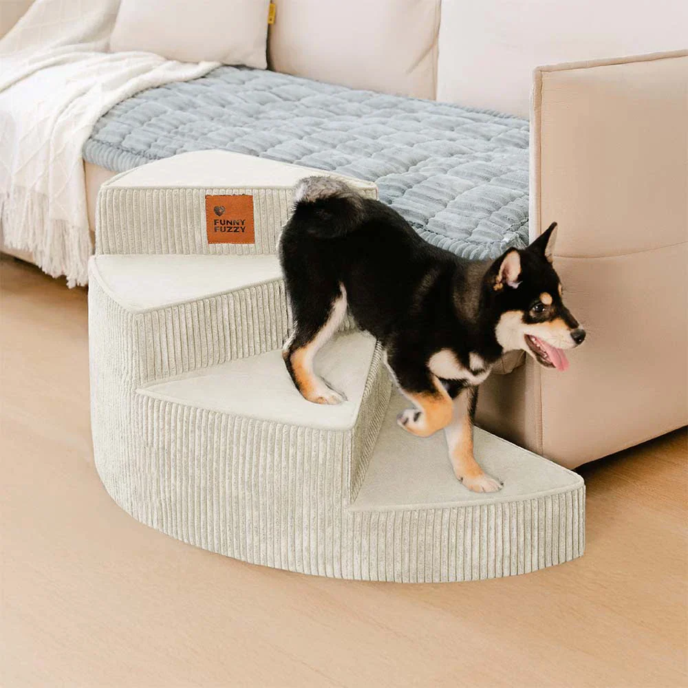 Cozy Corduroy Joint-Friendly Removable Spiral Pet Stairs - CreamyStep - Image 12