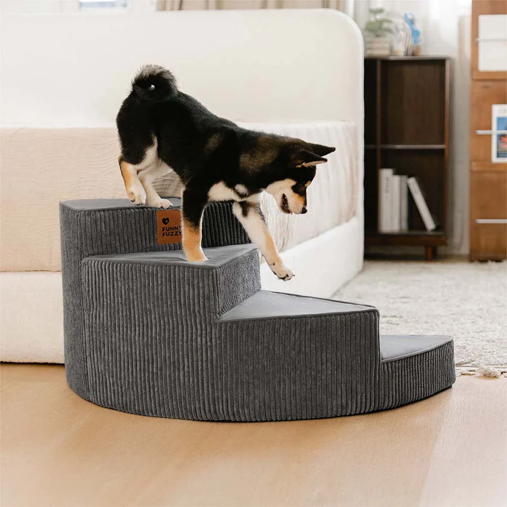Cozy Corduroy Joint-Friendly Removable Spiral Pet Stairs - CreamyStep - Image 9