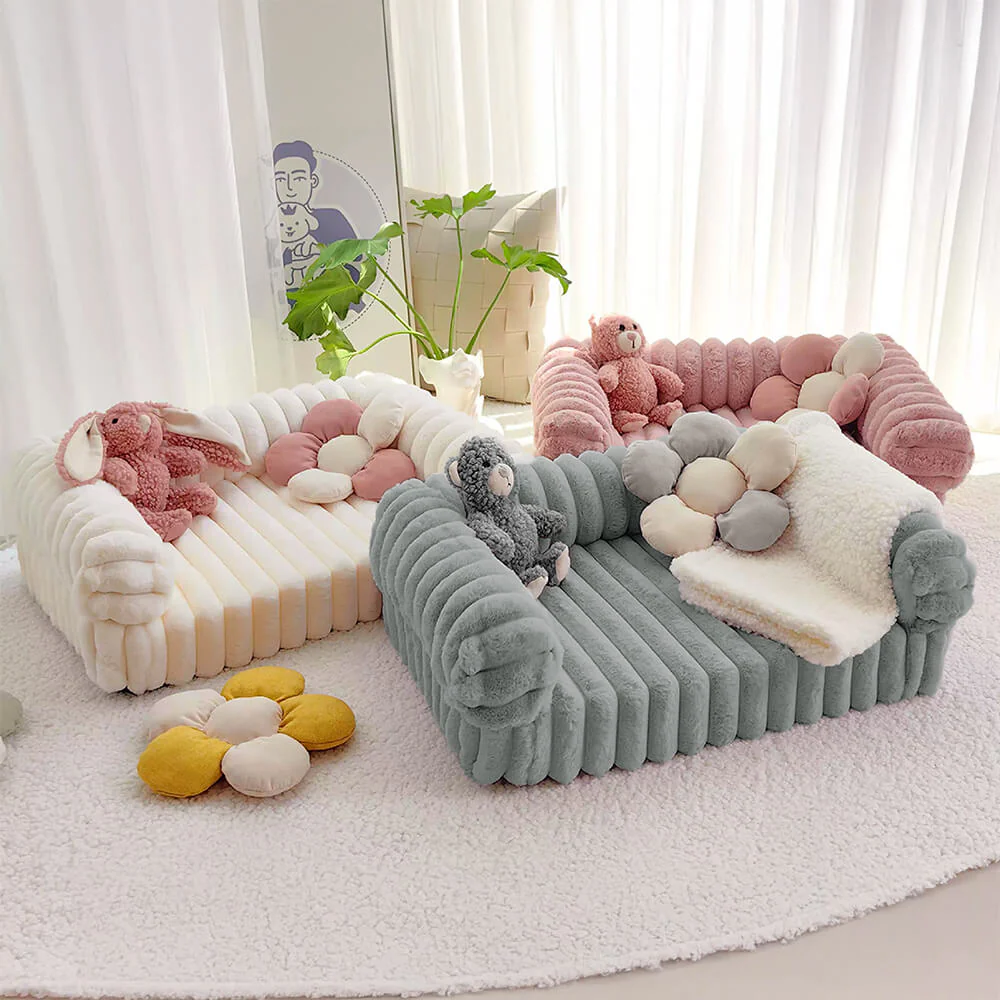 Cream Fluffy Comfort Orthopaedic Dog and Cat Sofa Bed - Image 3