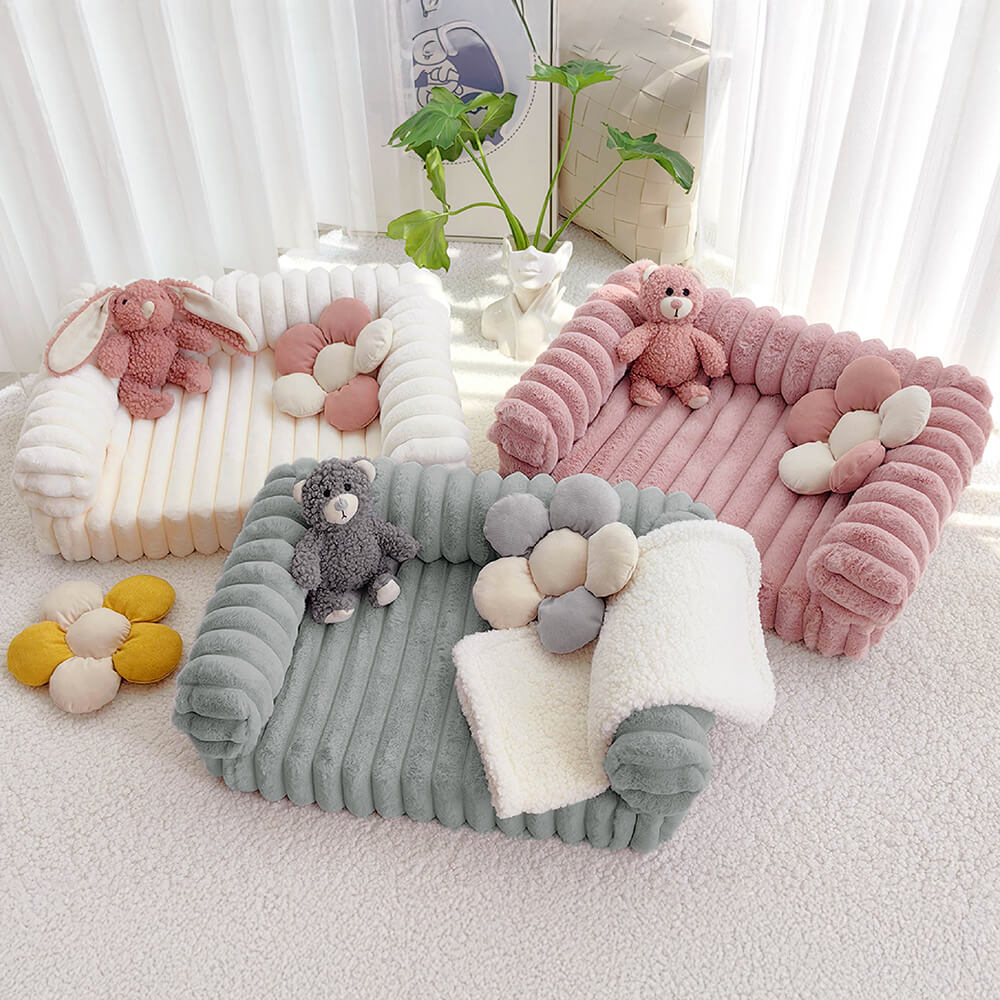 Cream Fluffy Comfort Orthopaedic Dog and Cat Sofa Bed - Image 4
