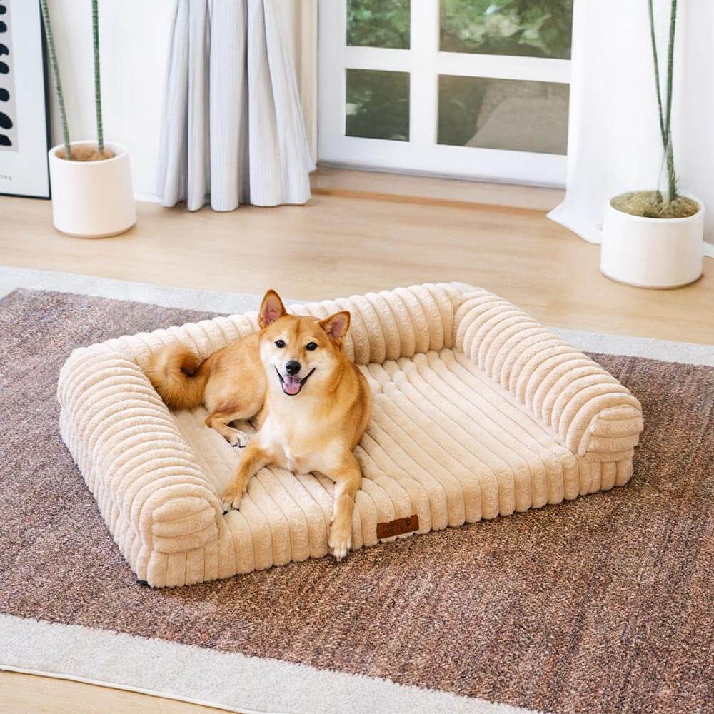 Cream Fluffy Comfort Orthopaedic Dog and Cat Sofa Bed - Image 9