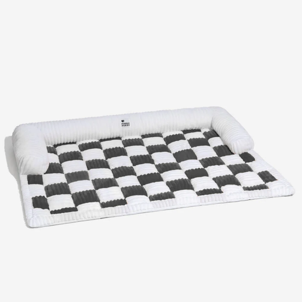 Cream Square Plaid Cosy Dog Mat Furniture Protector Cover - Image 17