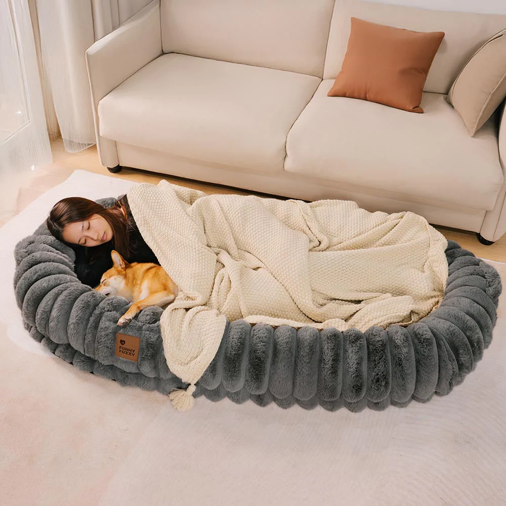 Creamy Plush Super Large Donut Human Dog Bed - Cuddle Cradle - Image 3