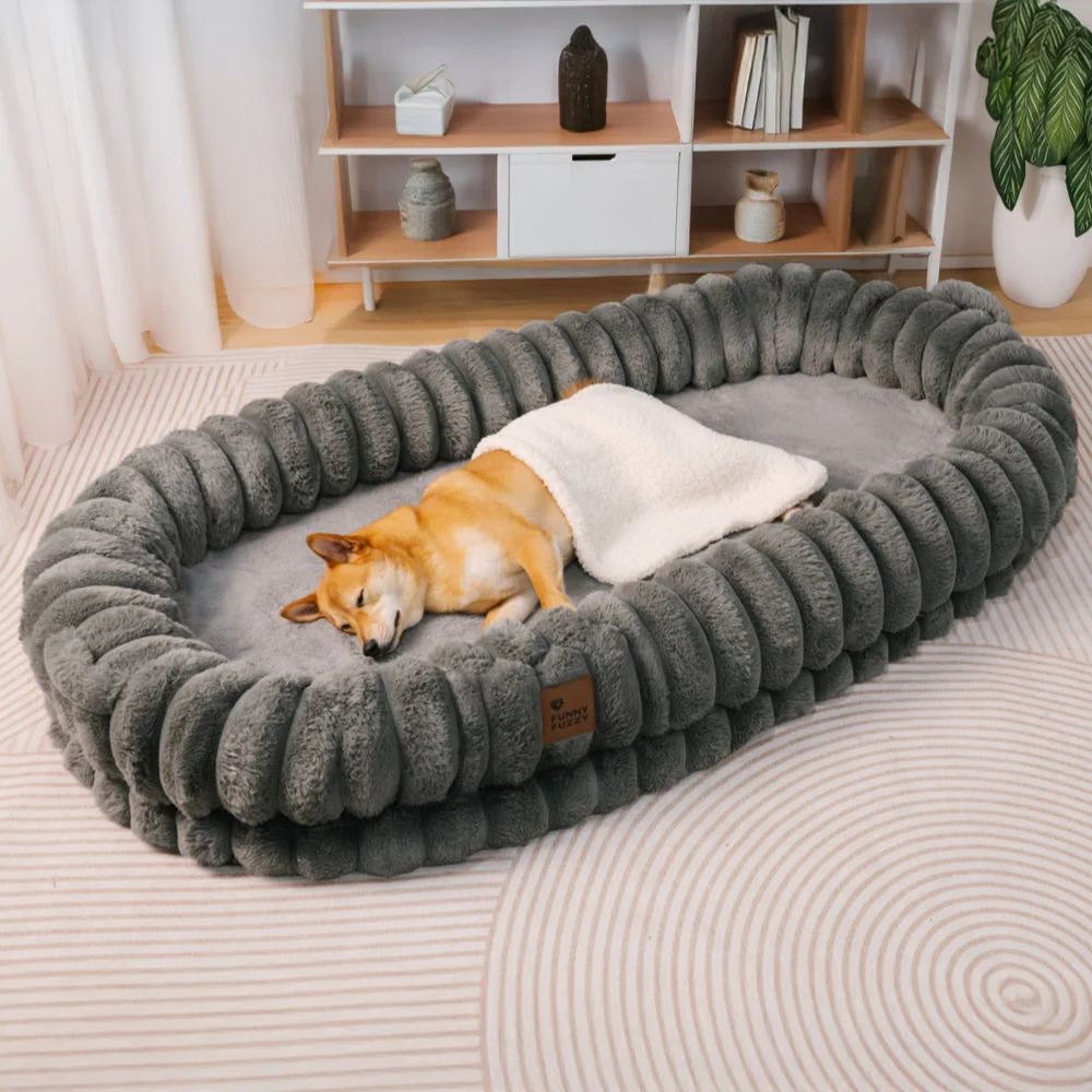 Creamy Plush Super Large Donut Human Dog Bed - Cuddle Cradle - Image 4
