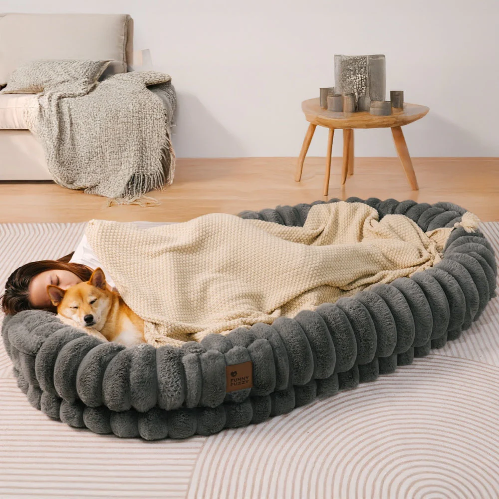 Creamy Plush Super Large Donut Human Dog Bed - Cuddle Cradle - Image 6