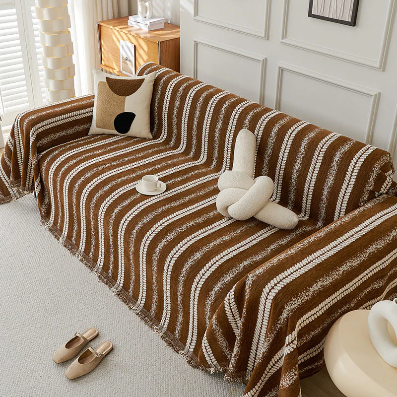 Decorative Stripe Tassel Chenille  Throw Couch Cover - Image 14