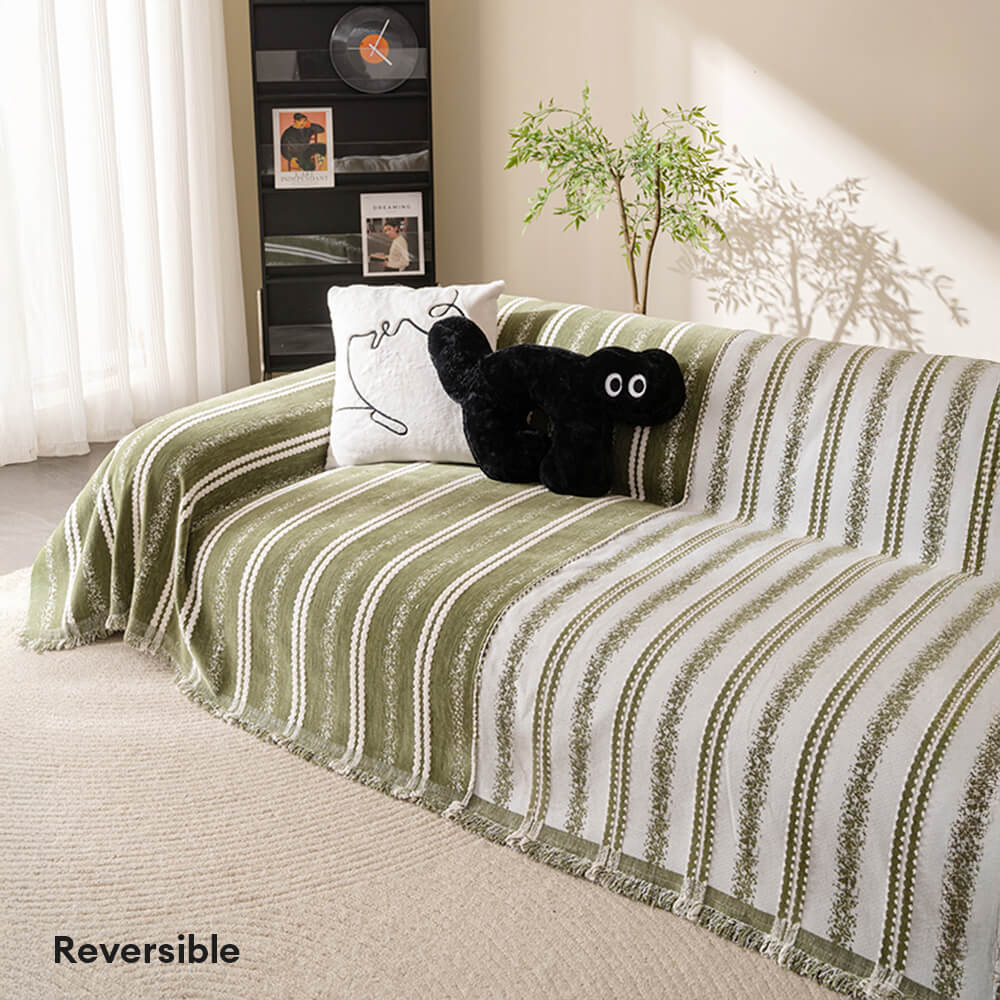 Decorative Stripe Tassel Chenille  Throw Couch Cover - Image 4