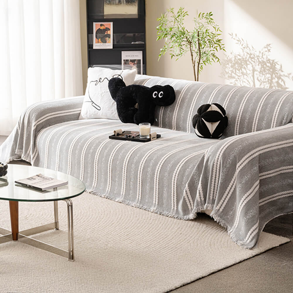 Decorative Stripe Tassel Chenille  Throw Couch Cover - Image 5