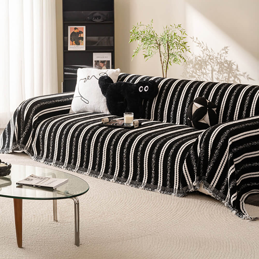 Decorative Stripe Tassel Chenille  Throw Couch Cover - Image 7