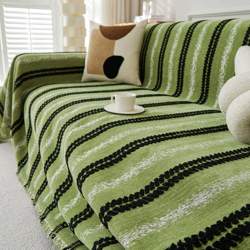Decorative Stripe Tassel Chenille  Throw Couch Cover - Image 9