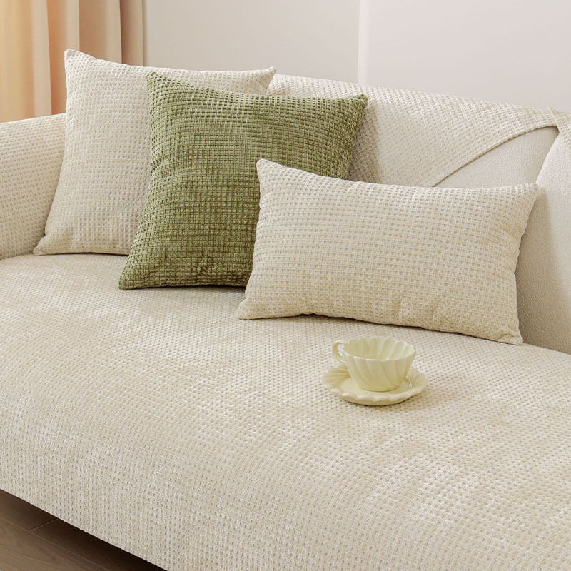 Delicate Waffle Chenille Fabric Furniture Protector Couch Cover - Image 13