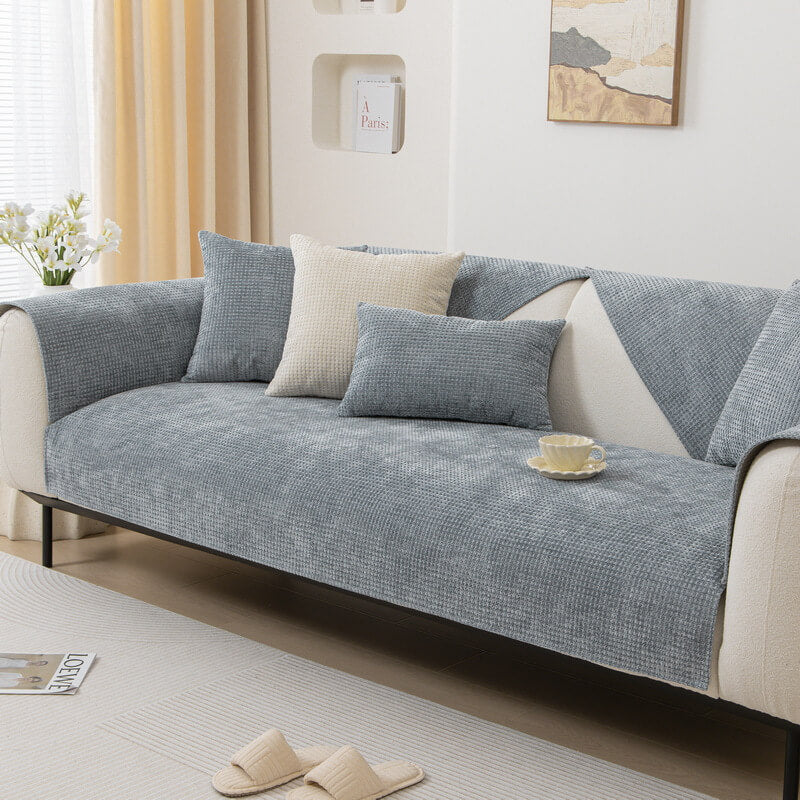 Delicate Waffle Chenille Fabric Furniture Protector Couch Cover - Image 3