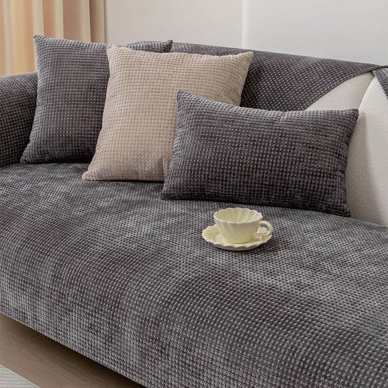 Delicate Waffle Chenille Fabric Furniture Protector Couch Cover - Image 7