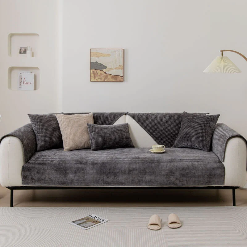 Delicate Waffle Chenille Fabric Furniture Protector Couch Cover - Image 8