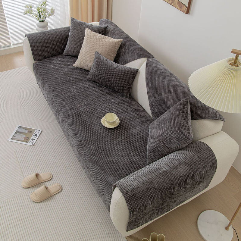 Delicate Waffle Chenille Fabric Furniture Protector Couch Cover - Image 9