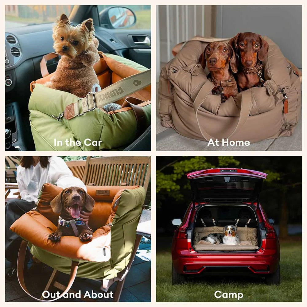 Deluxe Faux Leather Dog Car Seat Booster Bed - Urban Voyager - Image 10
