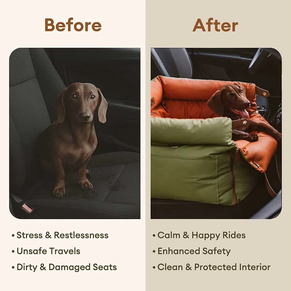 Deluxe Faux Leather Dog Car Seat Booster Bed - Urban Voyager - Image 3
