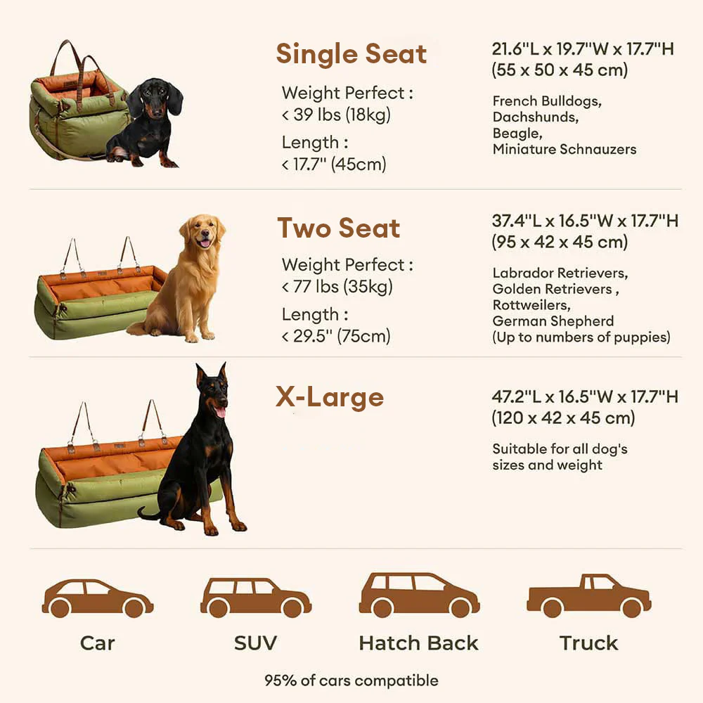 Deluxe Faux Leather Dog Car Seat Booster Bed - Urban Voyager - Image 4