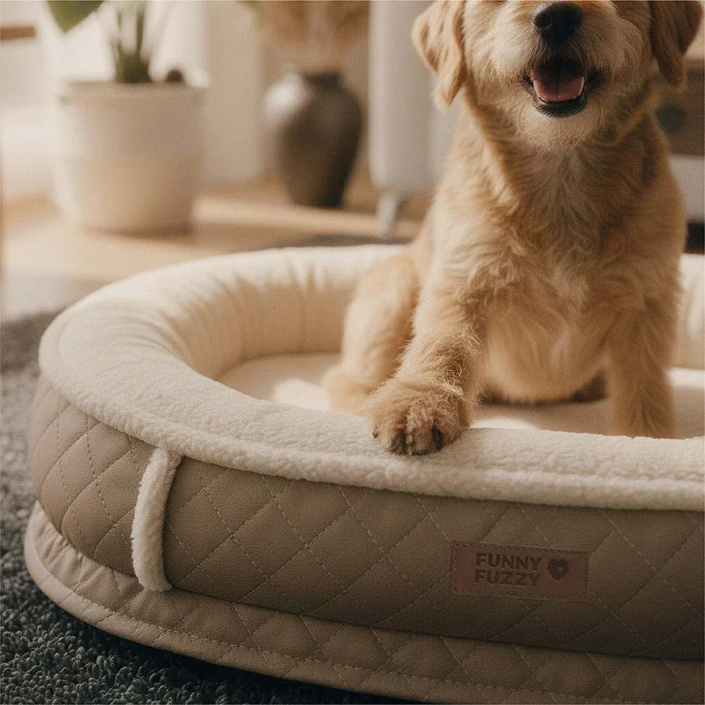 Deluxe Faux Leather & Plush Removable Orthopedic Donut Dog Bed - WarmNest - Image 11