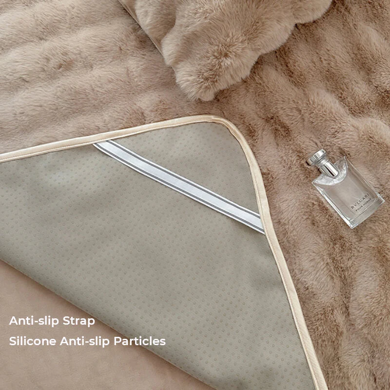 Deluxe Faux Rabbit Fur Anti-Slip Fitted Sheet Mattress Cover - Image 3